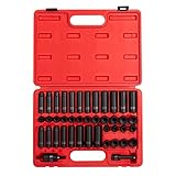 Sunex 3342, 3/8 Inch Drive Master Impact Socket Set, 42-Piece, SAE/Metric, 5/16 Inch - 3/4 Inch, 8mm - 19mm, Standard/Deep, Cr-Mo Alloy Steel, Radius Corner Design, Chamfered Opening, Dual Size Markings, Heavy Duty Storage Case, Meets ANSI Standards, Incl