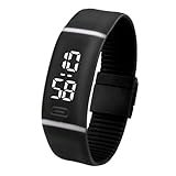 LED Watch, Malltop Unisex Rubber Bracelet Water Resistant Touch Screen White LED Digital Display Sports Wrist Watch (Black)