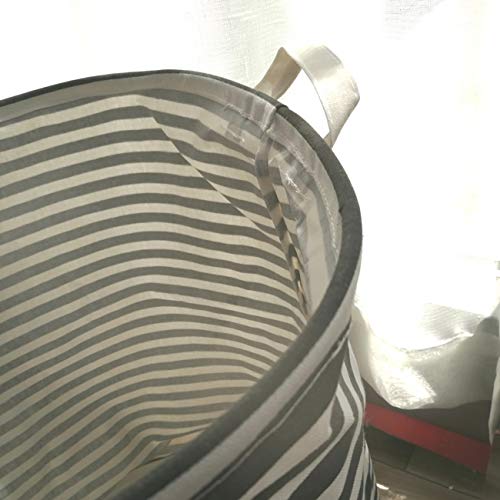Uheng Dia 16" X H 20" Large Laundry Basket Bag, Cotton Linen Waterproof Collapsible Washing Storage Dirty Clothes Hamper Bag Foldable Bin Organizer with Handles for Toy