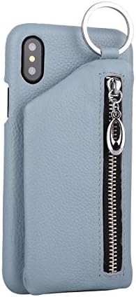 Luxury Leather Carry Case with Detachable Wristlet for iPhone X, Made with Premium Calf Leather by Dooney Raffaele (Blue)
