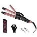 JYfeel 2 in 1 Travel Curling Flat Iron Dual Voltage Mini Hair Straightener and Curler with 1 Inch Rose Gold Ceramic PTC Plate, with Heat Resistant Bag,Glove and 2 Clips (Rose Gold)