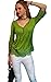 Angashion Women's Off Shoulder Lace Splice Loose Trim Casual Henley Blouse T-Shirt Tops