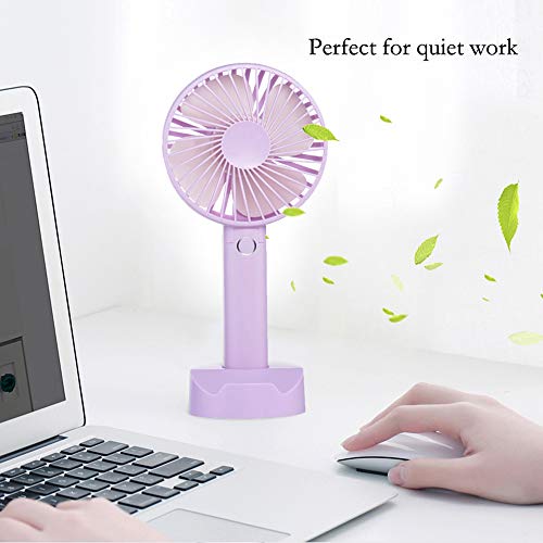 Battery Handheld Fan, Portable Battery Operated Fan : Rechargeable & Adjustable 3 Speeds Mini Personal Electric USB Fan with Desk Stand for Home/Office/Travel/Outdoor (Purple) - Thumbnail 4