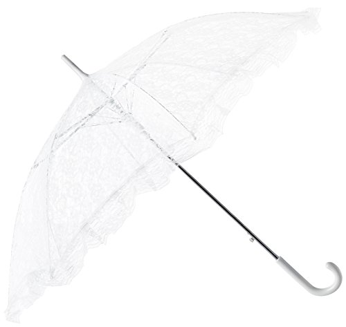 Firefly Imports Homeford White Lace Parasol Umbrella for Bride, 34-Inch