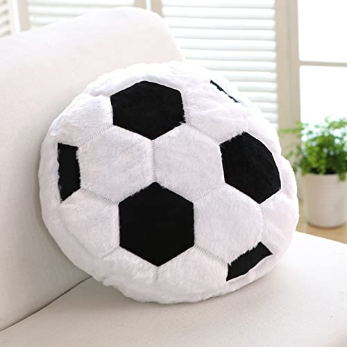 4 Pcs Sports Throw Pillows Fluffy Stuffed Soccer Ball Plush Pillow Baseball Throw Pillow Soft Stuffed Basketball Plush Pillows Football Shaped Plush Toy Sport Theme Cushion for Kids Room Decoration