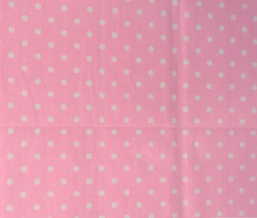 Small Polka Dot Poly Cotton White Dots on Pink 58 Inch Fabric By the Yard (F.E.Â®)