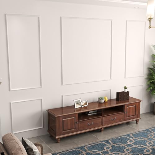 JSIWOTH 6 Frames Self Adhesive Wall Moulding Kit, Pre Cut Wall Panels for Interior Wall Decoration, DIY Frame Style Mouldings for Living Room, Bedroom, Hallway, Accent Wall, White