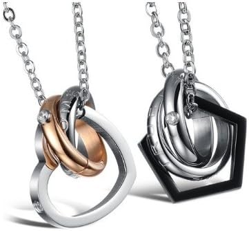 SunnyHouse JewelrySunnyHouse His & Hers Matching Set Titanium Stainless Steel My True Love to You Couple Pendant Necklace Korean Love Style in a Gift Box