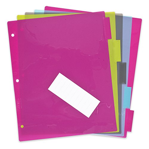 DocIt 5-Tab Insertable Dividers for 3 Ring Binders, 12 PACK-5 Dividers Per Pack (00787-C)