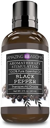 Amazing Aroma Black Pepper Essential Oil 2 Oz. Bottle 100% Pure, Undiluted Therapeutic Grade Oils Great For Aromatherapy Stimulating Massages &amp; For Aromatherapy Diffusers