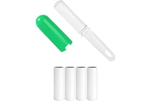 RUISTICKI Small Lint Roller for Pet Hair Extra Sticky Travel Lint Remover with Cover and 4 Refills Total 150 Sheet Cute Lint Roller Portable in Purse Bag Car Traveling Essentials (Green)