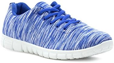 PODIUM Womens Blue Space Dyed Lace Up Trainer
