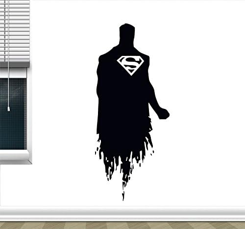 Superman Inspired Wall Decal Wall Vinyl Sticker DC Comics Superhero Justice League Interior Home Art Wall Murals Bedroom Home Decor (18" x 40")