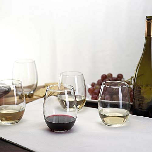 Stemless Wine Glasses [Set of 12] Wine Glasses for Red or White Wine