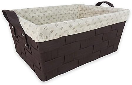 Mystic Apparel Basket Weave Large Storage Bin with Liner in Brown