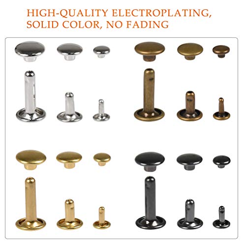 Double Capped Rivets - 480 Sets Leather Rivets, 6-8mm Double Head Rivet Studs Metal Purse Notions Rivet Studs with Setting Tools for Clothes Bag/Belt Leather Craft Repair Decoration - Thumbnail 3