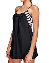 Zando traje de baño de dos piezas a rayas, estilo vintage, para mujer