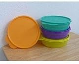 Tupperware Microwaveable Cereal Bowl Set: Passion Fruit Purple, Parrot Green, Goldenberry Orange, and Toucan Teal