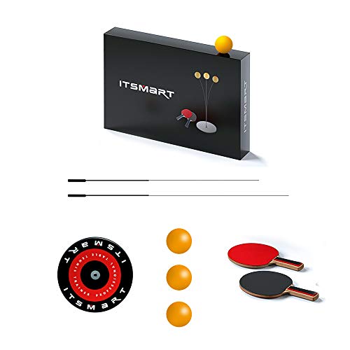Taope Table Tennis Trainer with 2 Elastic Soft Shaft Leisure Ping-Pong Decompression Sports for Beginner and Kids Indoor or Outdoor Use Table Tennis Bat Set