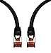 IBRA® 3 Feet CAT 7 RJ45 Ethernet LAN Network Cable CAT7 (Advanced) / 10Gbps 600MHz / S/STP Molded Network/Gold Plated Plug STP Wires/Ethernet Patch LAN Router Modem/Black Round