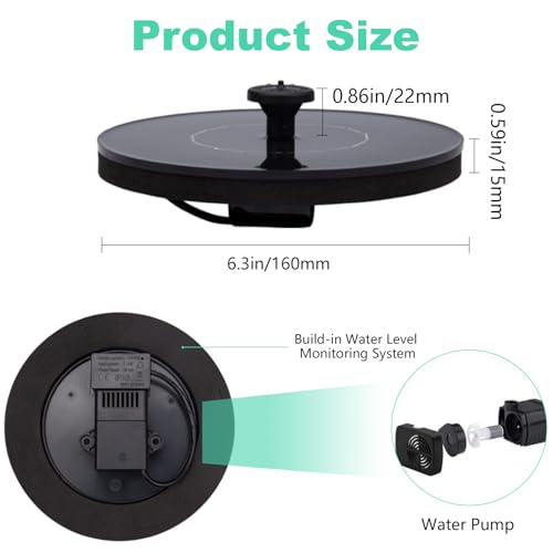 Yeomi Solar Fountain, Floating Solar Water Pump for Bird Bath, Outdoor Water Fountain No Battery or Electricity Needed, Easy to Use for Garden, Pond, Patio