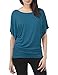 TWINTH Shirring Tunic Top Plus Size Dolman Sleeve Drape Knit Top Boat Neck Solid