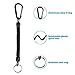 Shelure Black Fishing Lanyard Accessories Plastic Retractable Coiled Tether with Carabiner for Pliers Lip Grips Tackle Fish Tools (Pack of 8)