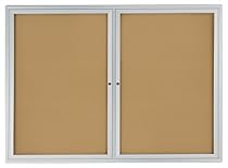 Displays2go 48 x 36 Inches Enclosed Bulletin Board for Wall Mount with 2 Locking Swing-Open Doors (BBSWNG43SV)