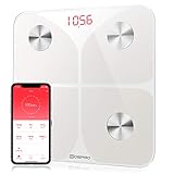 Digital Weight Scale Smart Bathroom Wireless Body Fat Scale BMI Scale, Body Composition Analyzer Health Monitor with Step-On Technology Smartphone App 330 lbs - White