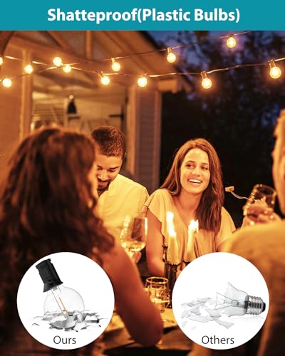 kolpop 2 Pack Outdoor String Lights 76FT/23M, [Dimmable & Timing] LED String Light with G40 Bulbs, Waterproof Outdoor Lights for Garden, Patio, Party