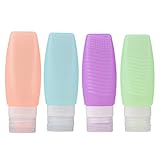 Zoweetek Bottles Leak Proof 2.5 oz Set of 4 TSA Approved For Carry on Luggage Squeezable Refillable Silicone with Bag-Travel Size Accessories Containers Tubes BPA Free For All Liquid Toiletries