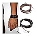 COOLLA 2-Pack Leather Black & Brown Bracelets - Fashion Adjustable Leather Wristband and Rope Cuff Bracelet - Great for Men, Women, Teens, Boys, Girls Sl1