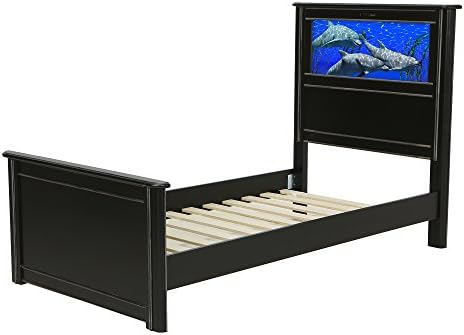 LightHeaded Beds 20321 Riviera Twin Bed with Changeable Back-Lit LED Imagery Headboard, Satin Black