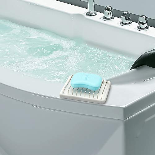 Slideep Ceramic Soap Dish Holder, Stainless Steel Soap Bar Holder for Bathroom and Shower, Double Layer Draining Soap Box - Thumbnail 6
