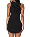 Cfanny Women's Sexy V Neck Cotton Hoodie Mini T-Shirt Casual Dress,Black,M