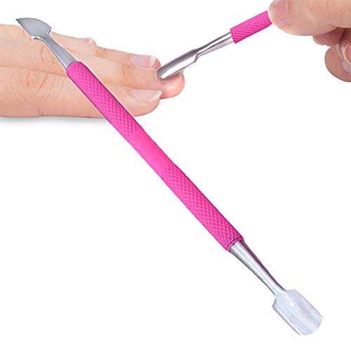 Andlane Cuticle Nipper and Cuticle Pusher - Professional Stainless Steel Cuticle Trimmer, Remover and Cutter - Manicure and Pedicure Tool (Pink)