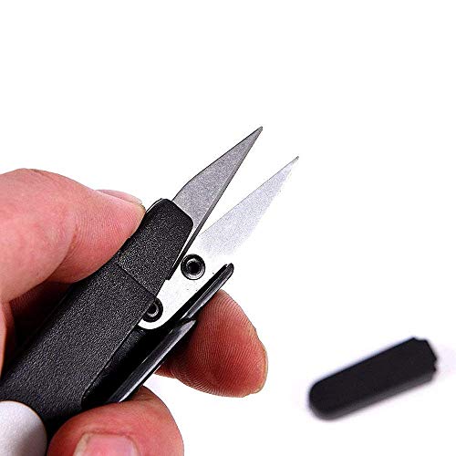 Portable U Shape Embroidery Scissors, Color Portable Scissors Yarn Scissors Multi-Function U-Cutting Craft Sewing Pruning Thread Cutter Scissors with Needle Threaders, 4 PCS - Thumbnail 3