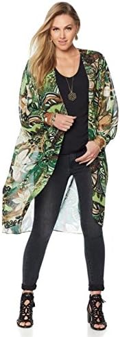 Wendy Williams Printed Lightweight Topper Floral Print 3/4 Slvs M/L New 537-322