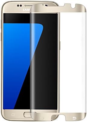 FIYI Galaxy S7 Edge Screen Protector Tempered Glass, HD Clear, 98% Coverage, 9H Hardness, 3D Curved, 0.3mm Thickness, Case Friendly, Screen Protector For Samsung Galaxy S7 (Gold)