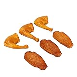 HUELE 6pcs Artificial Food Fake Chicken Wings and Legs for Kitchen Home Party Decoration Market Display Photography Props Kids Play Food Toy