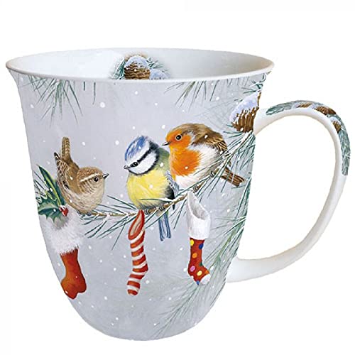 Ambiente Christmas Mug 0.4 L Christmas Socks Robin Blue Tit & Wren