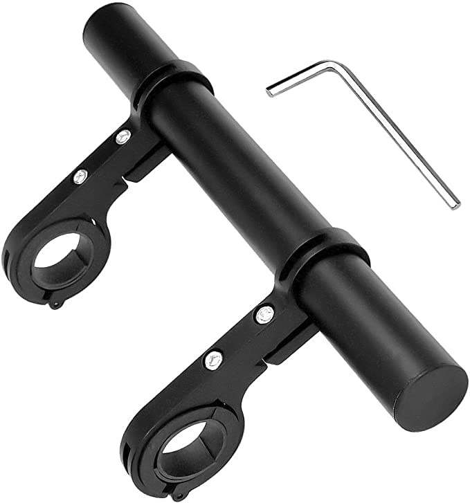 SANLANDOR Bike Handlebar Extender Multifunction Bicycle Handle Bar Extension Aluminum Alloy Bracket Flashlight Holder Accessories with Screwdriver for Phone Speedometer Light(20CM) YS-073, Black