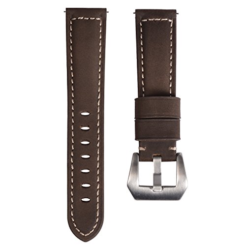 Lwsengme Leather Quick Release Watch Band Straps,Choose Color & Width Smartwatch Bnad (Brown, 22mm)