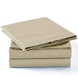 Solid Color Bed Sheets Set  2600 Supreme Collection  Plain 288F Double Brushed Microfiber - Wrinkle Free, Fade Resistant, Ultra Soft, Hypoallergenic -4pieces Quality Bedding Set (King, Beige)