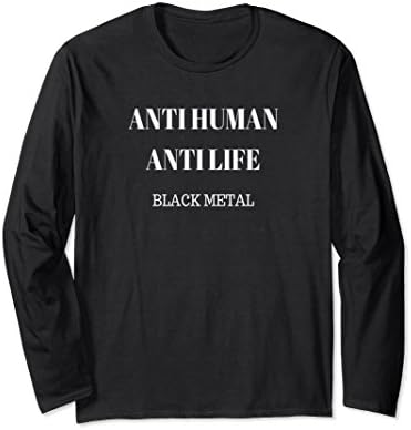 Unisex Anti Human Anti Life Black Metal Long Sleeve Sweater Medium Black