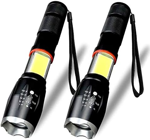 LED Tactical Flashlight, Rechargeable 18650 Battery Included, Super Bright Tail Magnet Led Flashlight, Zoomable, Water-Resistant, 1200 Lumens CREE LED, 6 Light Modes for Camping Emergency