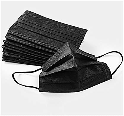 100 Pcs Disposable Earloop Face Masks Dental Surgical Hypoallergenic Breathability Comfort-Great for People with Allergies and The Flu (Black)