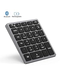 Teclado numérico Bluetooth recargable, Jelly Peb portátil inalámbrico Bluetooth 28 teclas Pad con múltiples cortes cortos para tableta, portátil, PC, escritorio y más