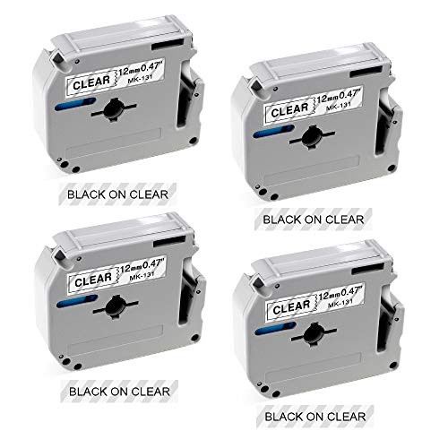 Buyalot Compatible Label Tape Replacement for Brother M Tape MK131 M131 12mm 0.47 Clear Label Tape, Compatible with P-Touch M Label Tape Work for PT-M95 PT-65 PT-85 PT-45, 1/2 Inch x 26.2 Feet 4-Pack