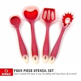 Sorbus 4 Piece Silicone-Frosting Kitchen Utensil Set– Ladle, Spatula Turner, Mixing Spoon, And Spatula Spoon